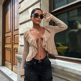 Ruffle Front Tie Cardigan
