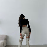 Detachable Faux Leather Pants