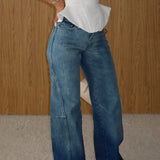 Shadow Hem Wide Leg Jean Blue
