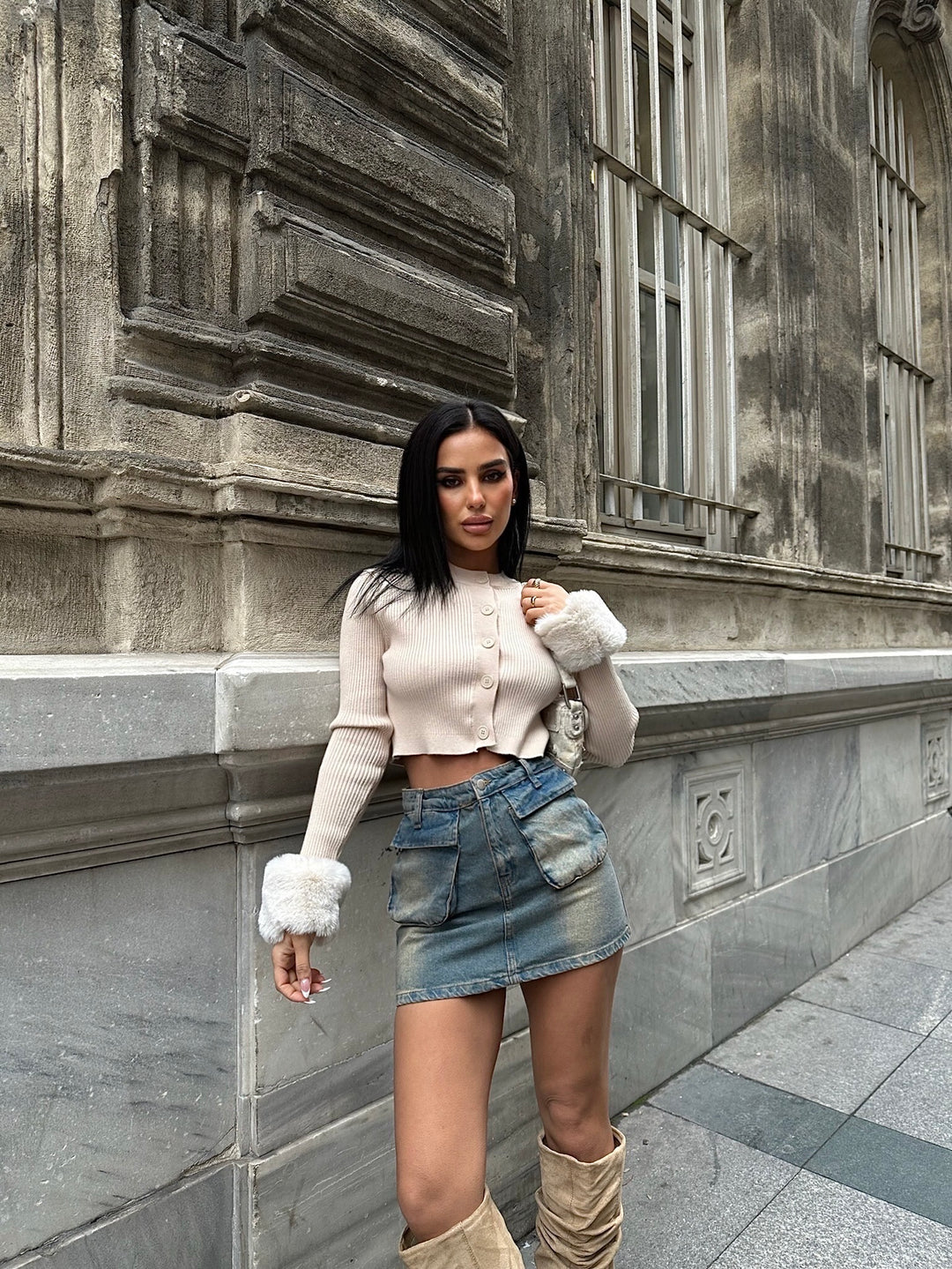 Cargo Mini Denim Skirt