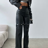 Detachable Faux Leather Pants