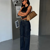 Dark Wash Cargo Jeans
