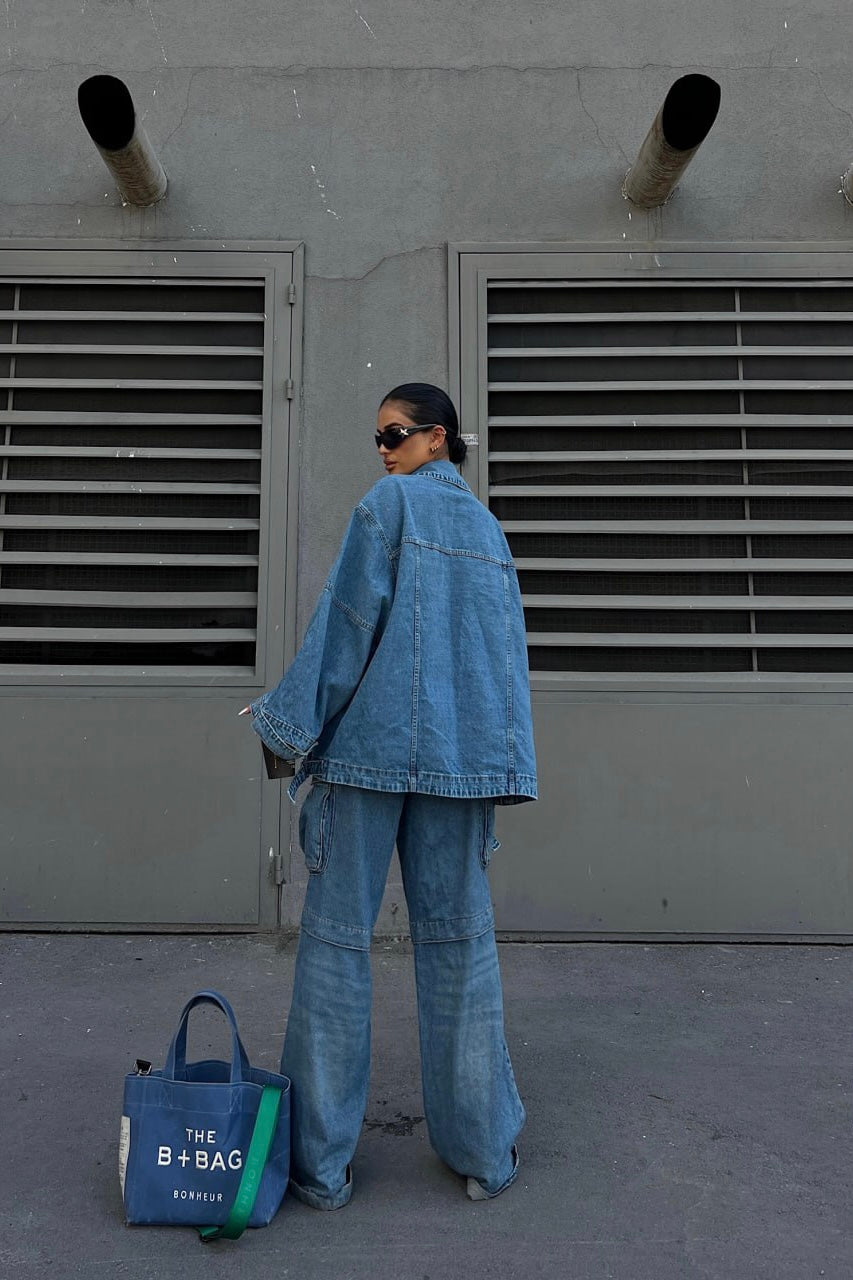 Cargo Zip Up Jean Jacket