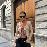 Ruffle Front Tie Cardigan