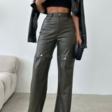 Detachable Faux Leather Pants