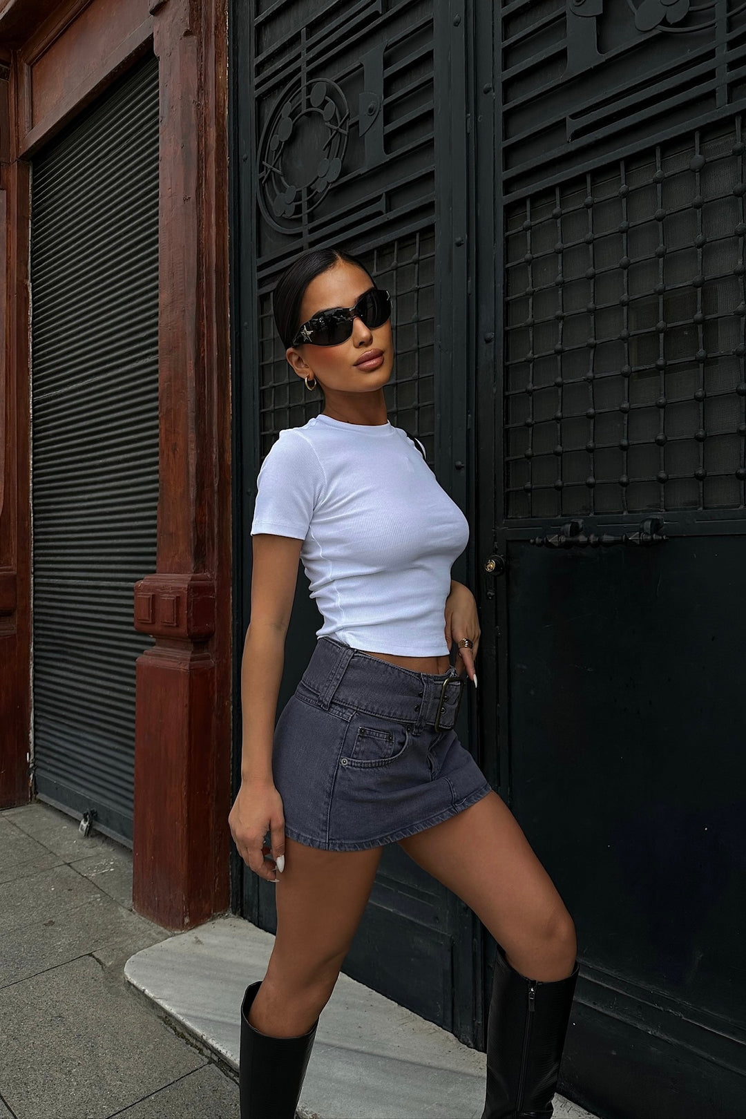Basic Ribbed Short Sleeve T-Shirt