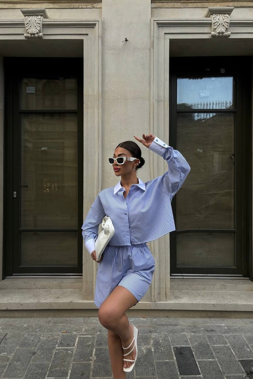 Stripped Shirt Set