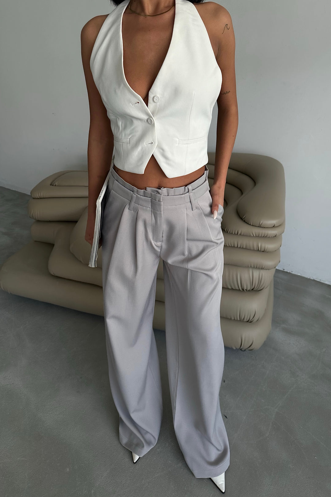 Double Waist Pleated Trousers