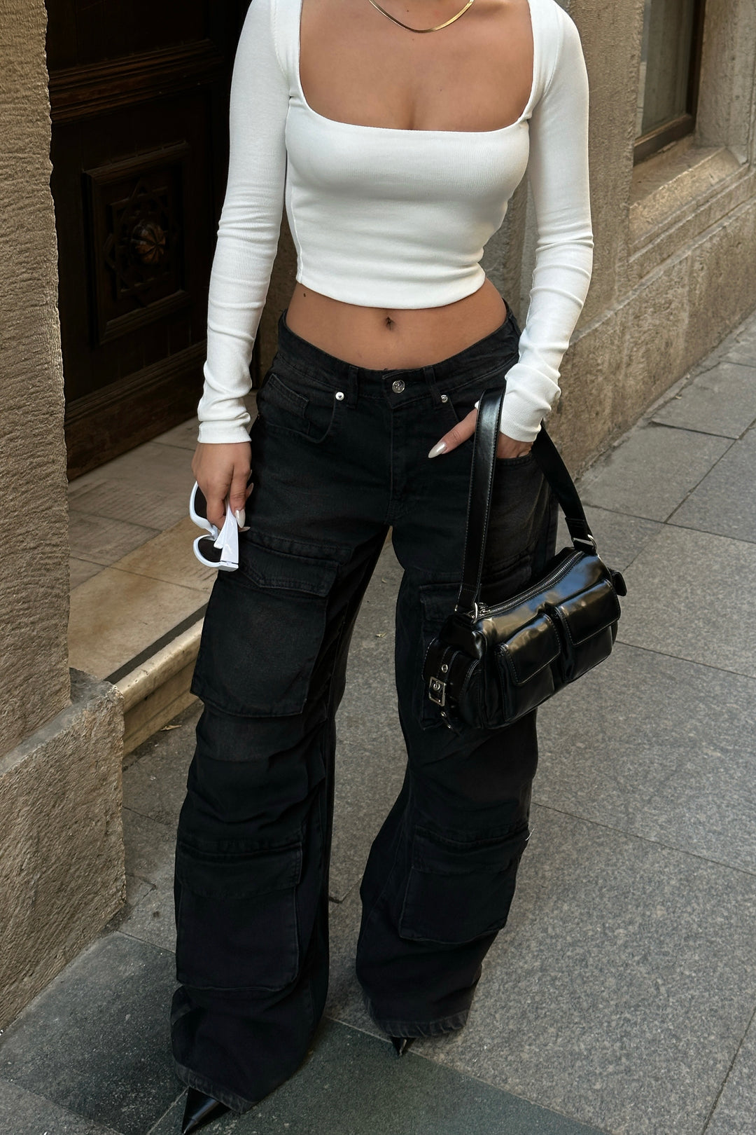 Keilla Gray Wash Baggy Cargo Pants