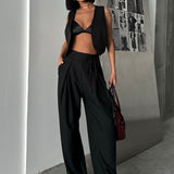 Wide Legs Pleated Pants In Colors