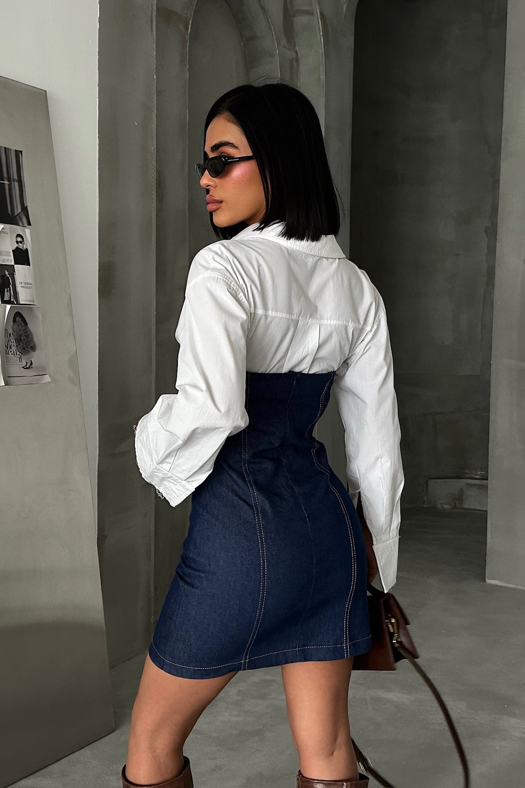Sculpted Denim Mini Dress
