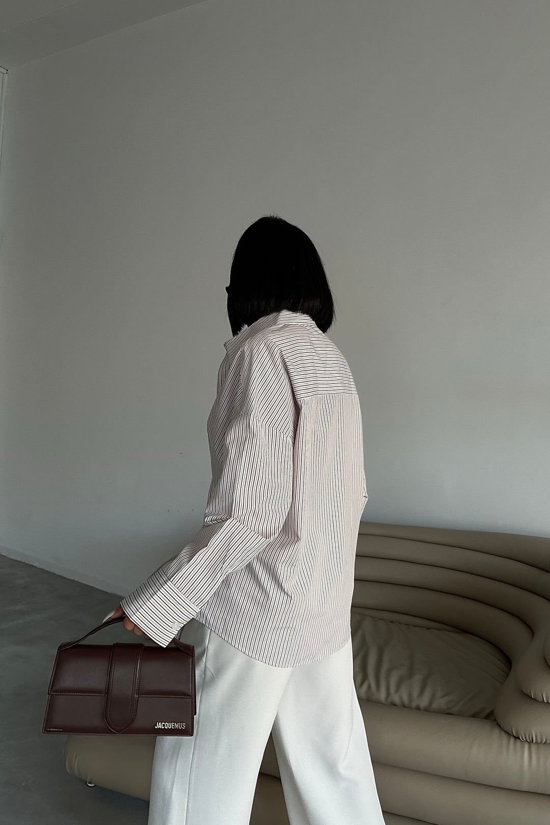 Crossed-Button Oversized Shirt