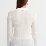 Ribbed Cardigan with Flower Detail