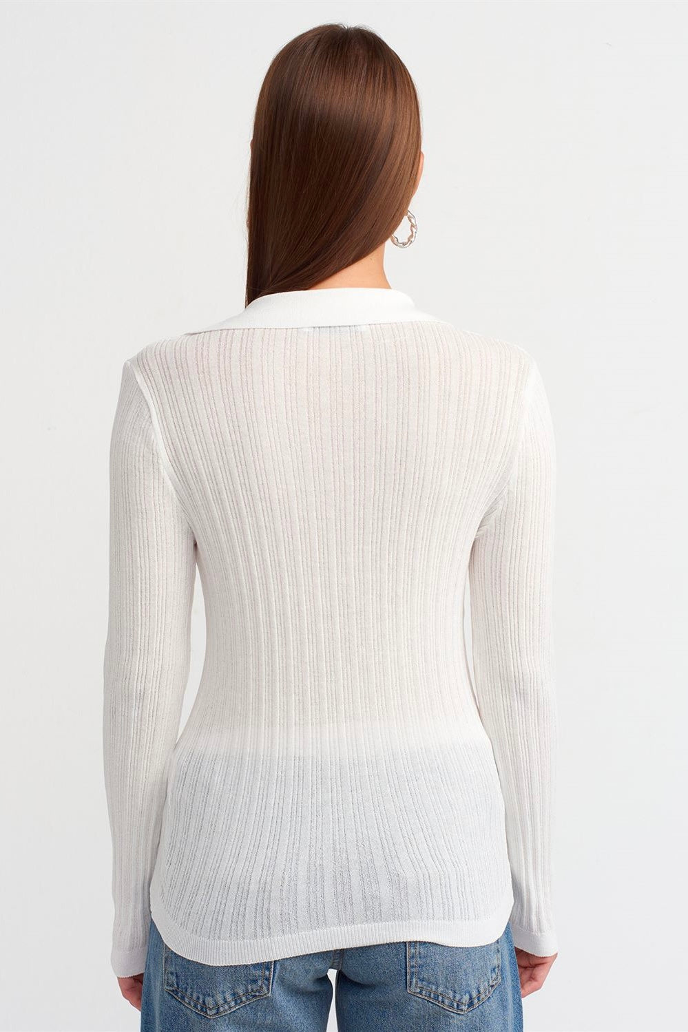 Ribbed Cardigan with Flower Detail