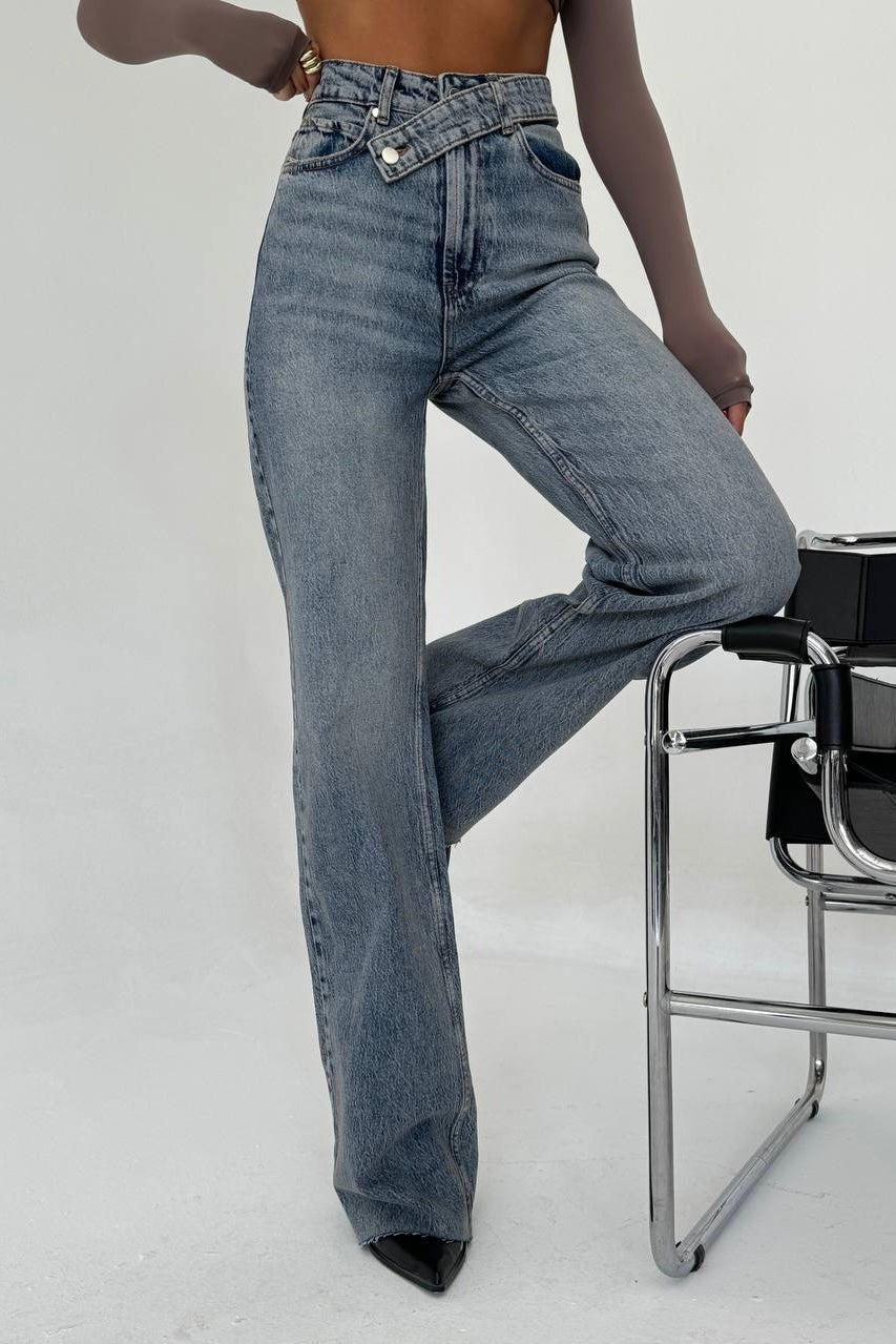 Wide-Leg Cross-Belt High-Waisted Jean