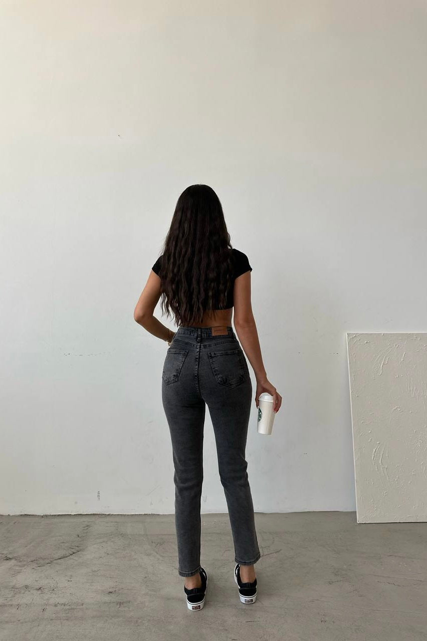 Cross Button Skinny Jeans