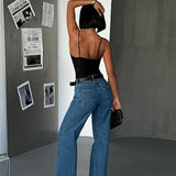 Classic Dark Blue Mid Rise Jeans