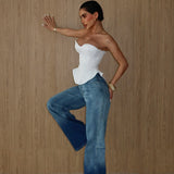 Shadow Hem Wide Leg Jean Blue