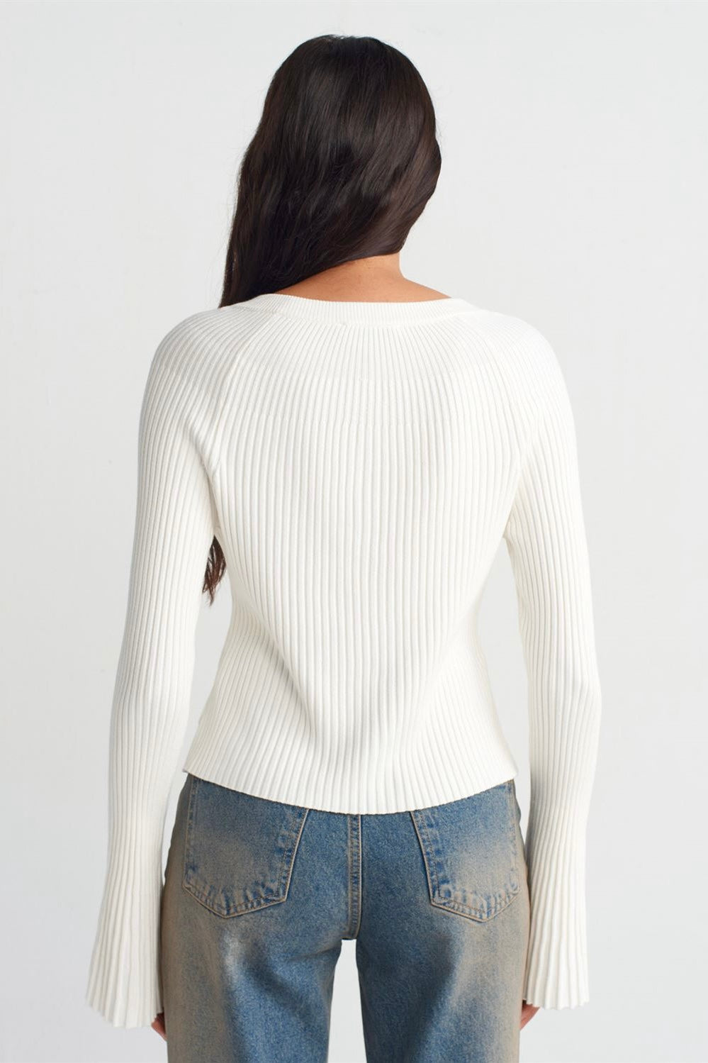Flared Sleeves Button Up Cardigan