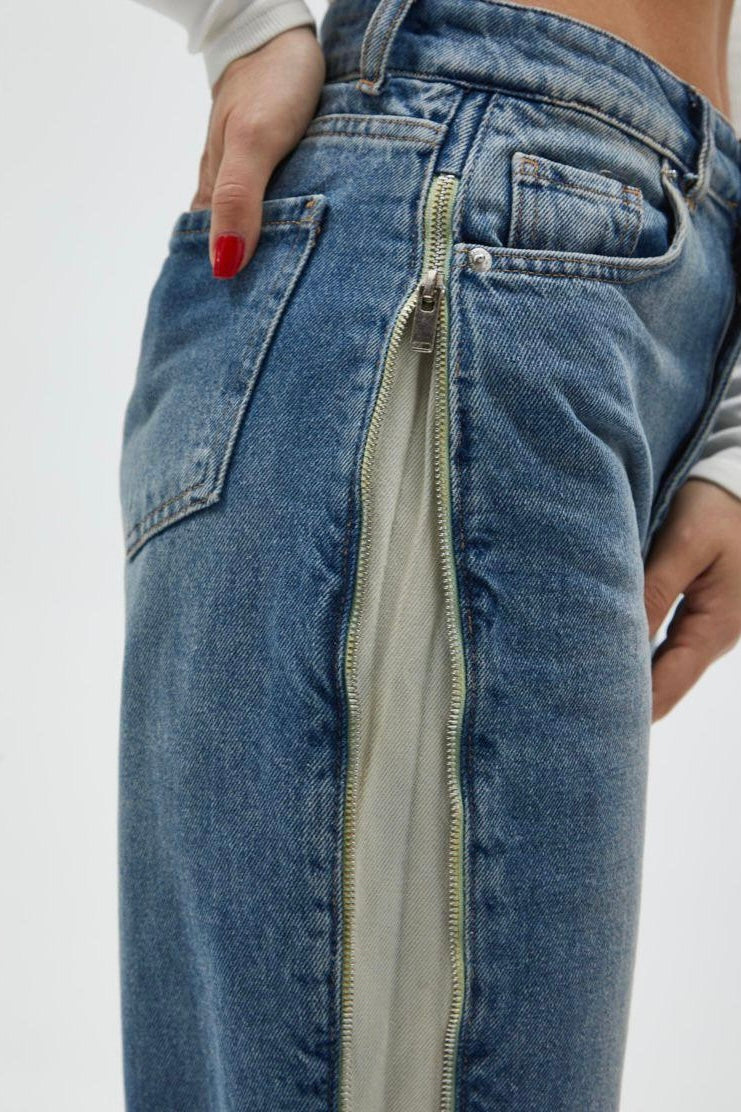 Neon Side Zipper Jeans