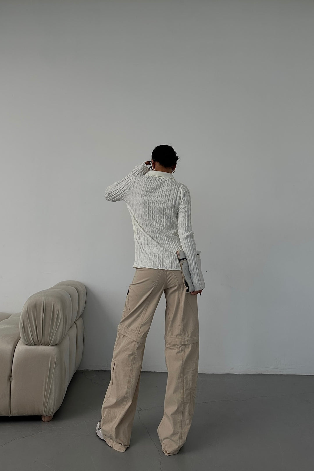 Above Knee Zip Detail Parachute Cargo Pants