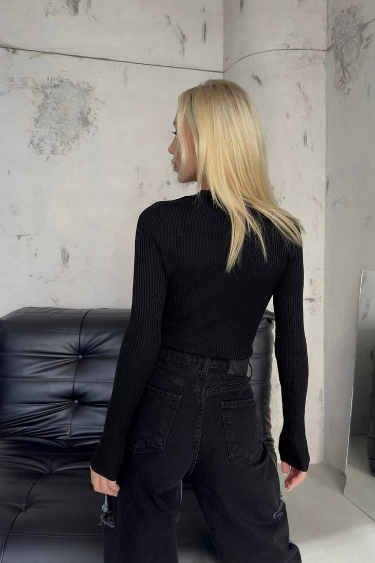Cross Zipper Knitted Top