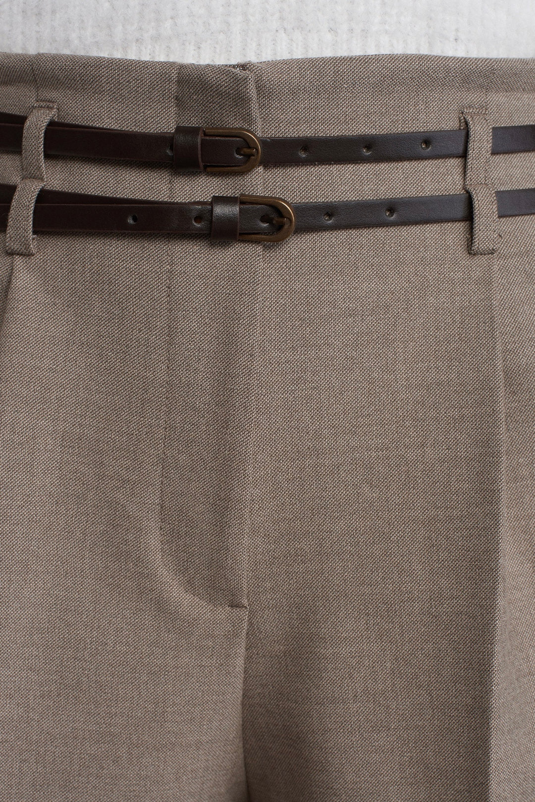 Double Belt Pleated Shorts