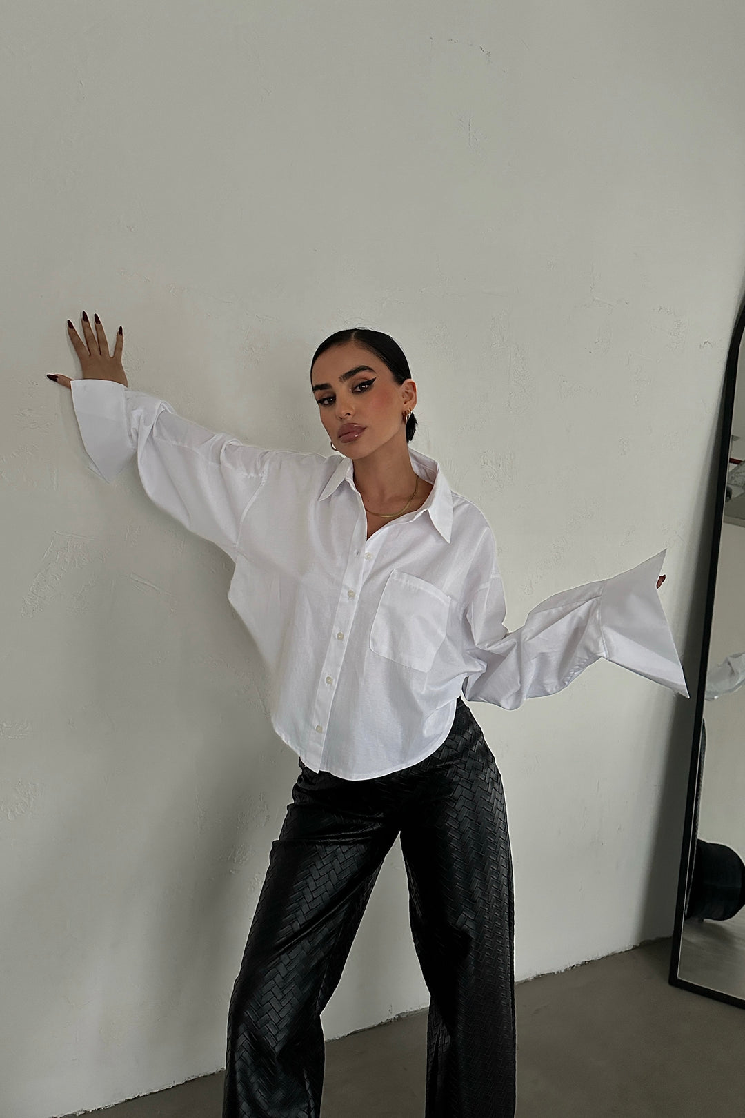 Poplin Cropped Back Detail Shirt