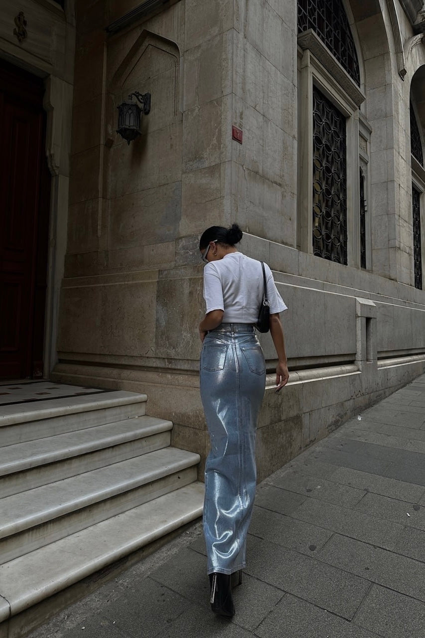 Polished Jean Skirt