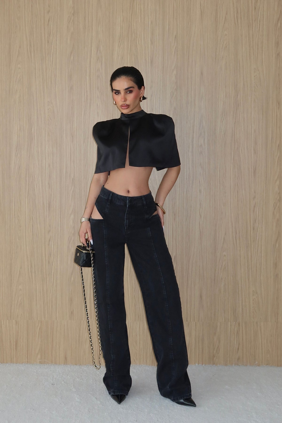 Hip Cutout Straight Leg Jean