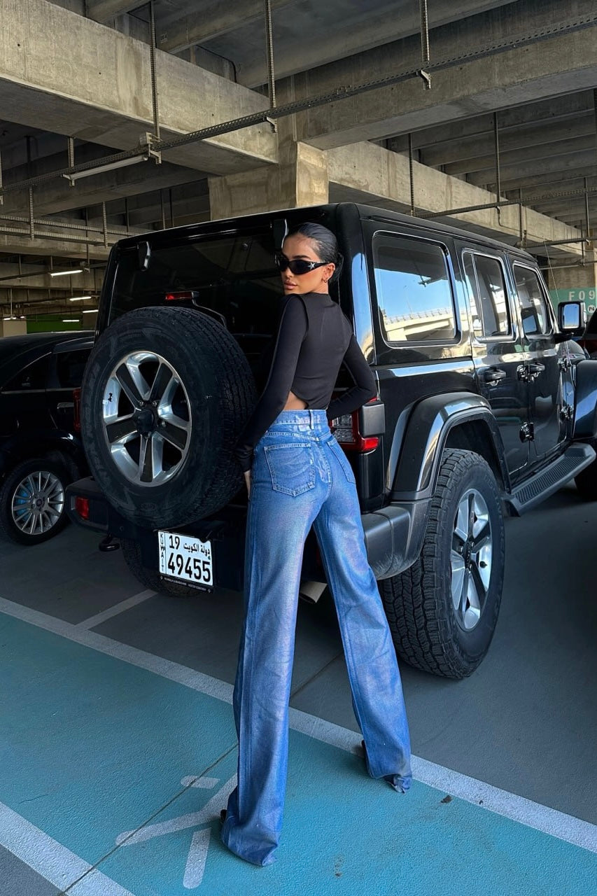 Metallic Wash Blue Jeans