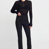 Buttoned Polo Collar Lightweight Knit Sweater