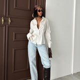 Pleated Waist Button-Up Shirt