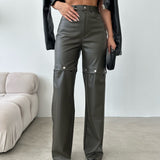 Detachable Faux Leather Pants