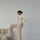 Above Knee Zip Detail Parachute Cargo Pants