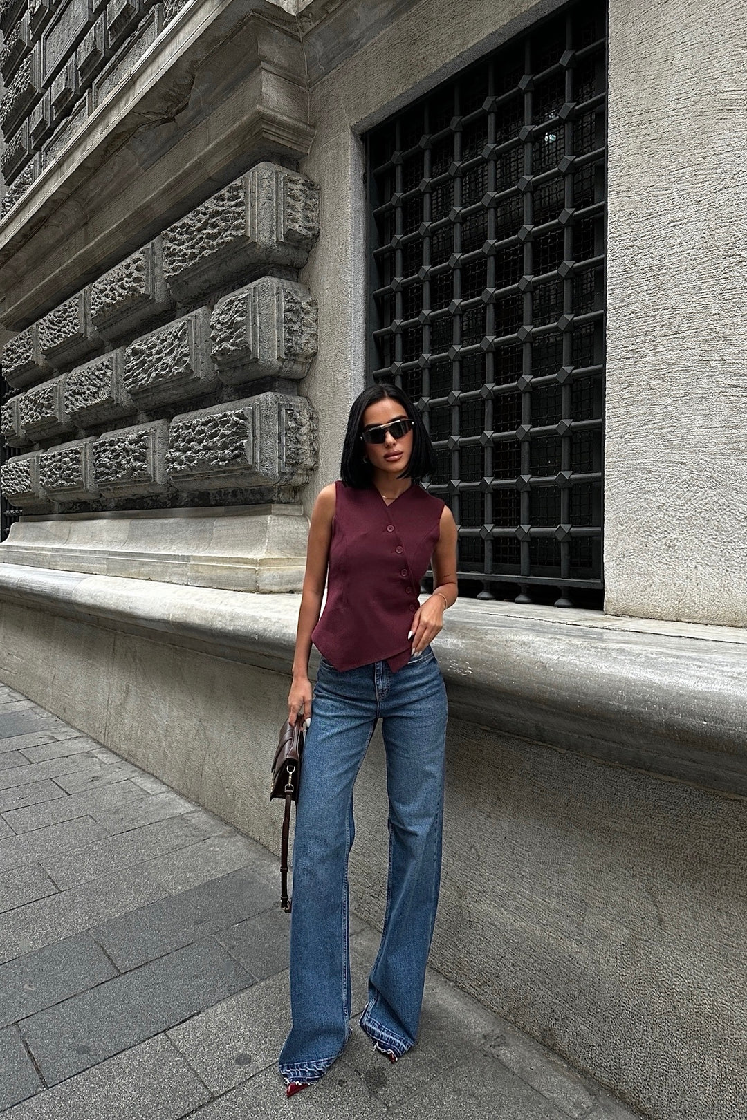 Raw Hem High-Waist Flared Jeans