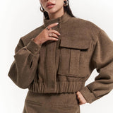Oversize Brown Jacket Skirt Suit