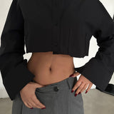 Cropped Shirt With Fake Pocket