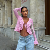 Ruffle Front Tie Cardigan
