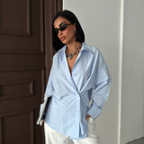 Crossed-Button Oversized Shirt