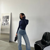 Stitched Square Straight-Leg Jeans