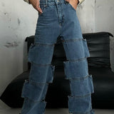 Blacka Cut Pieces Straight Jeans