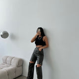 Detachable Faux Leather Pants