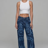 Swirl Print Baggy Jean