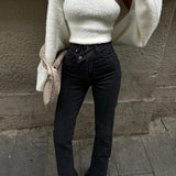 Cross Belt Jeans Gray
