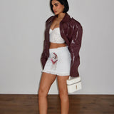 Pomeranian Print Lace Trim Mini Skirt