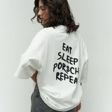 Eat Sleep Porsche Repeat Print T-shirt