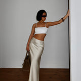 Smocked Crochet Trim Crop Top