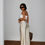 Smocked Crochet Trim Crop Top