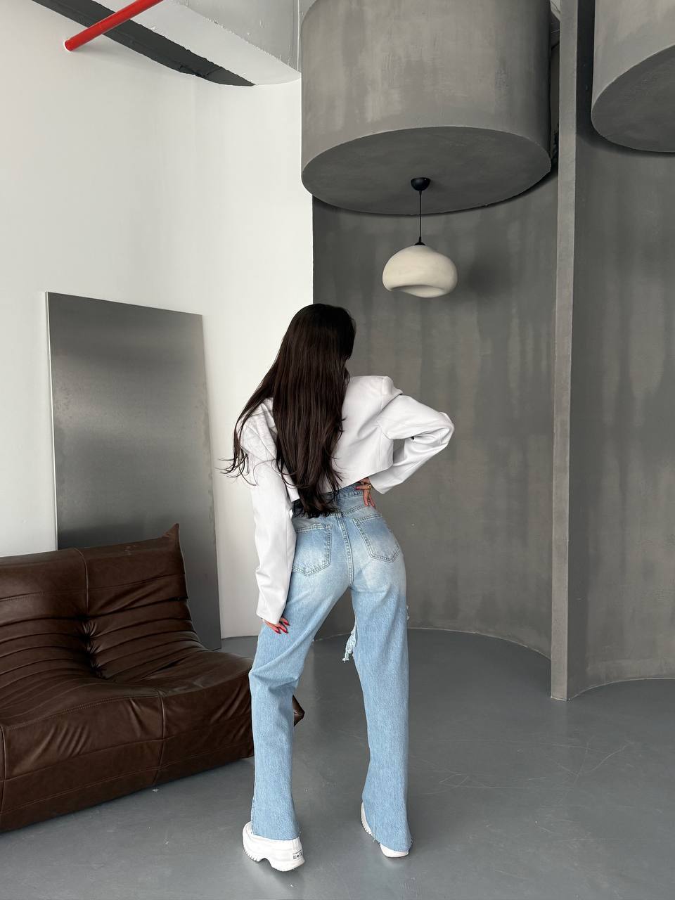 Front Slash Distressed Jeans